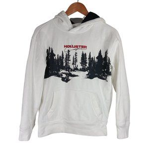 Hollister White  Hoodie Sweater Unisex  Logo Relaxed Graphic (Scenic) SZ XS